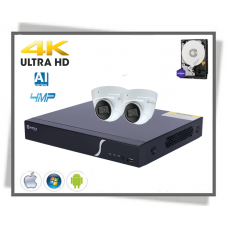 Ip Safire Smart 4 Kanal 4poe Nvr 1tb Med + 2 Stk 4megapixel Ultra Hd Fixed Lens 2.8mm Eyeball Kamera